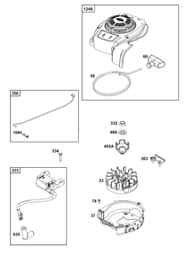 Flywheel, Ignition, And Starter Group Diagram and Parts List for 8P502-0123-H1  Briggs and Stratton Engine